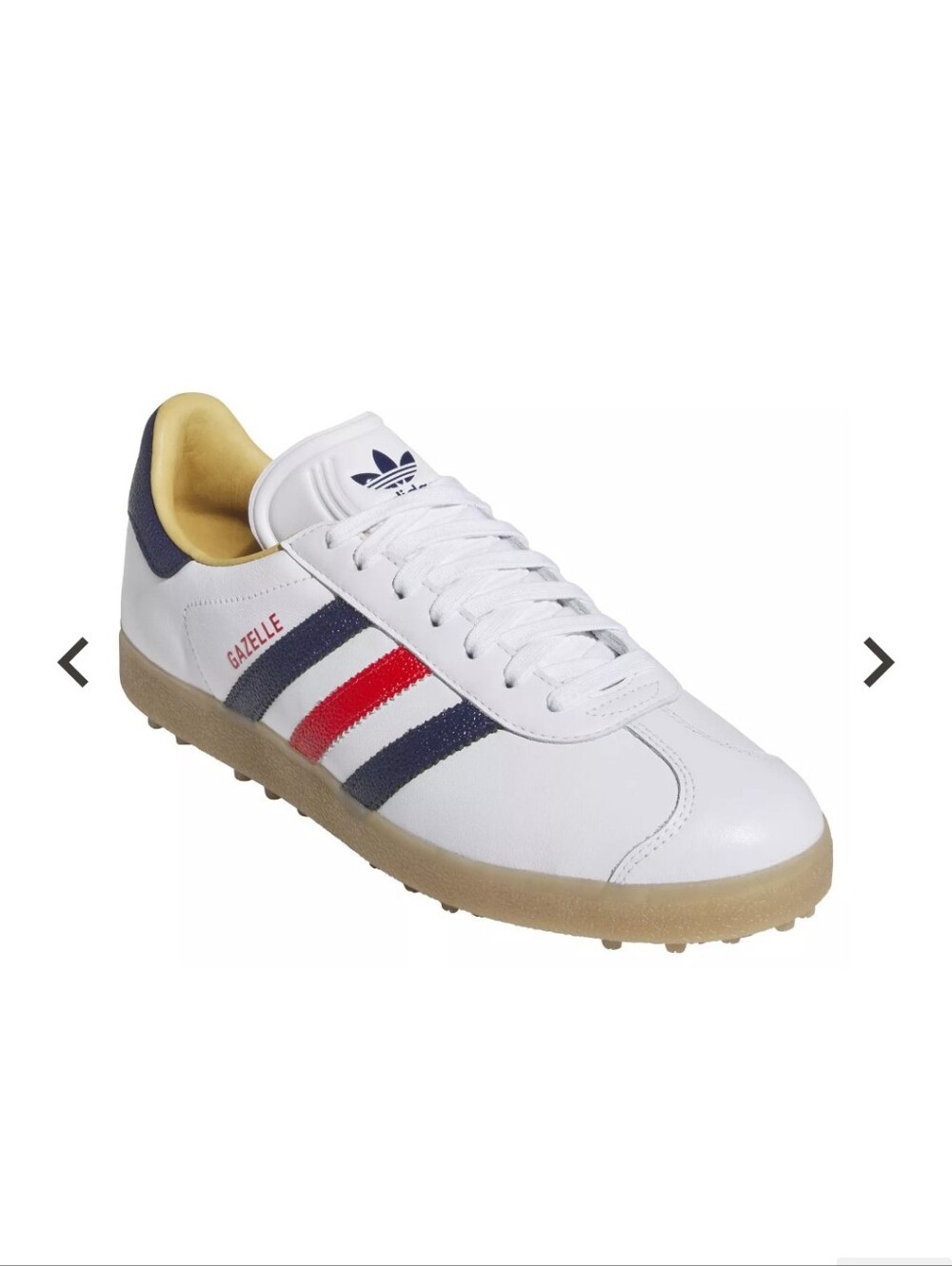 adidas Gazelle White with Navy & Red Stripe Sneakers